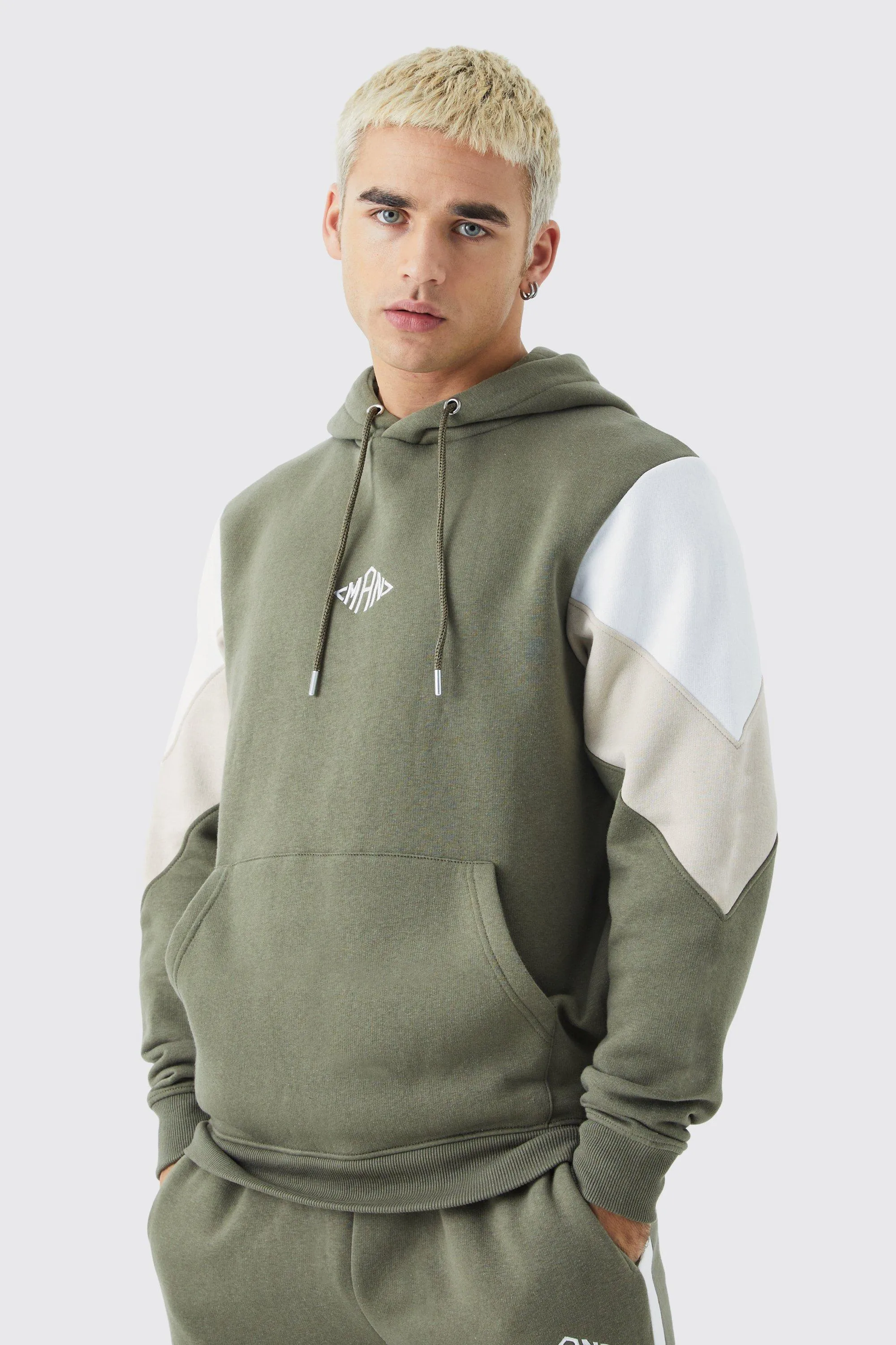 Man Color Block Hoodie