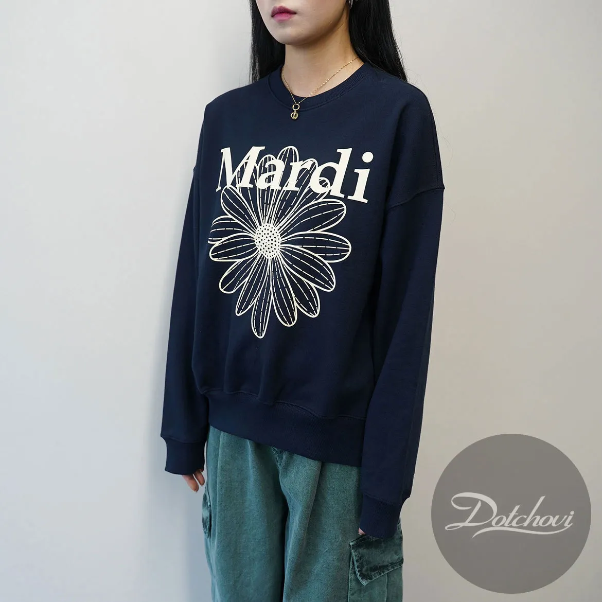 Mardi Mercredi  |Crew Neck Street Style Long Sleeves Cotton Logo