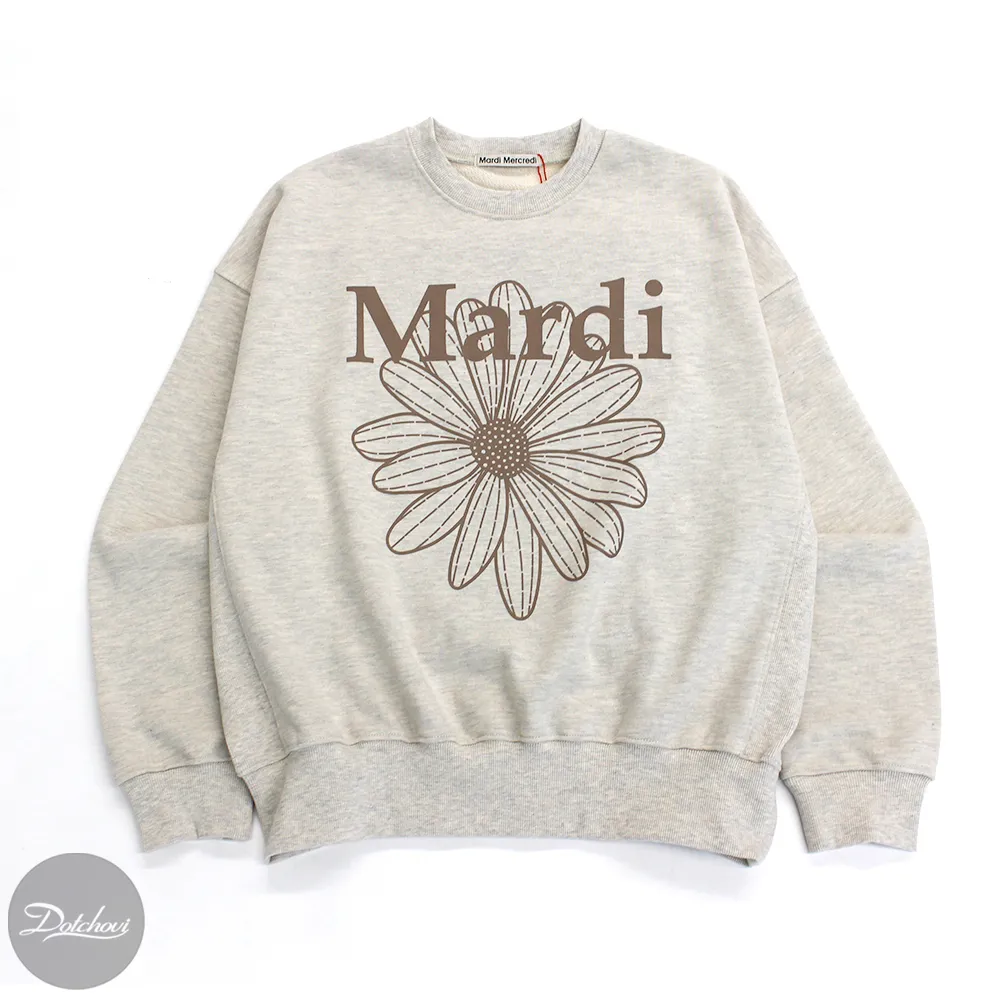 Mardi Mercredi  |Crew Neck Street Style Long Sleeves Cotton Logo