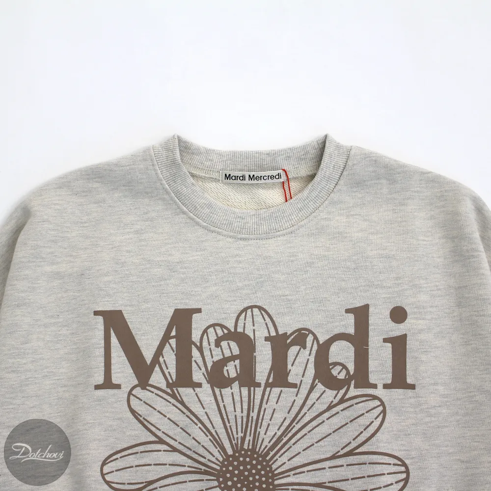 Mardi Mercredi  |Crew Neck Street Style Long Sleeves Cotton Logo