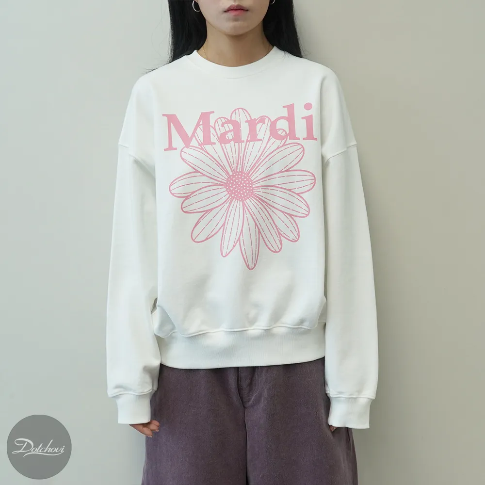 Mardi Mercredi  |Crew Neck Street Style Long Sleeves Cotton Logo