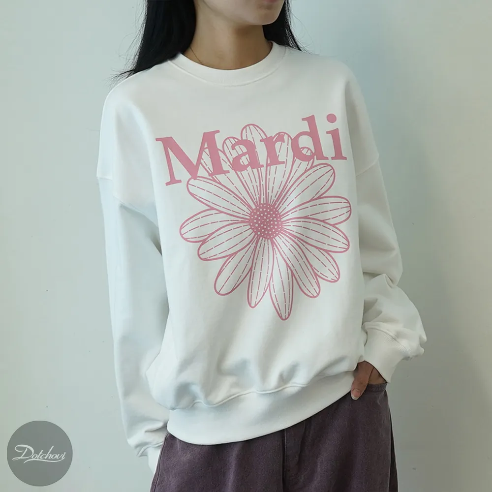 Mardi Mercredi  |Crew Neck Street Style Long Sleeves Cotton Logo