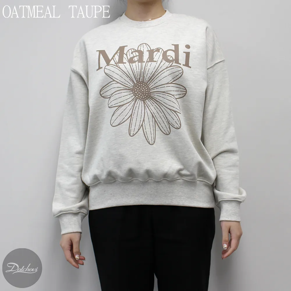 Mardi Mercredi  |Crew Neck Street Style Long Sleeves Cotton Logo