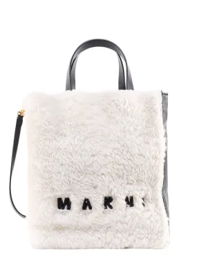 Marni Museo Logo Embroidered Shearling Tote Bag