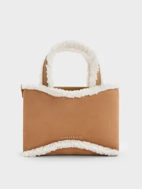 Mini Sybill Faux Suede Fur-Trim Tote Bag - Multi