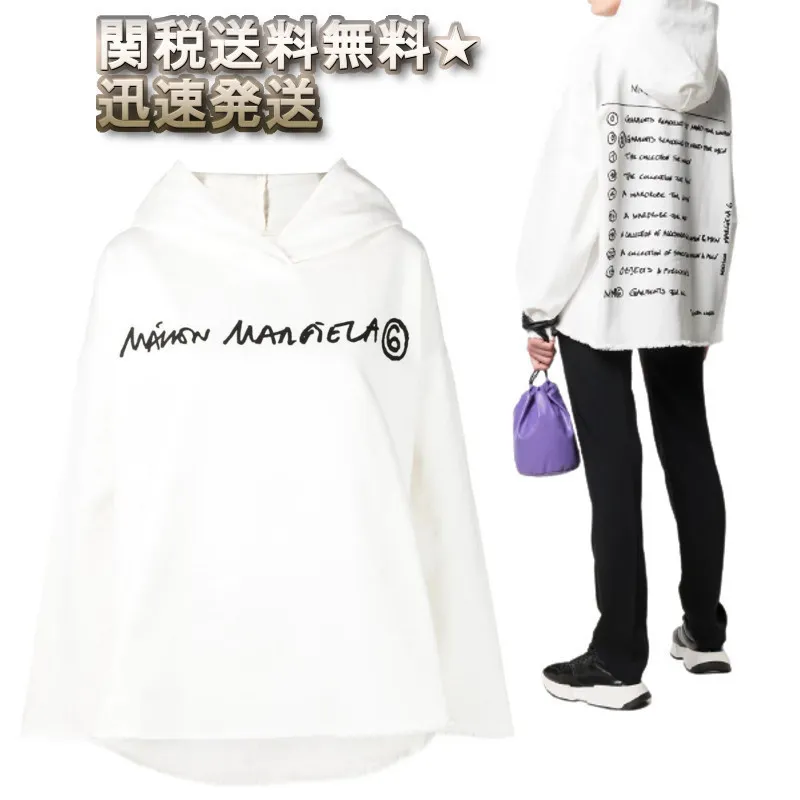 MM6 Maison Margiela  |Street Style Long Sleeves Cotton Oversized Logo