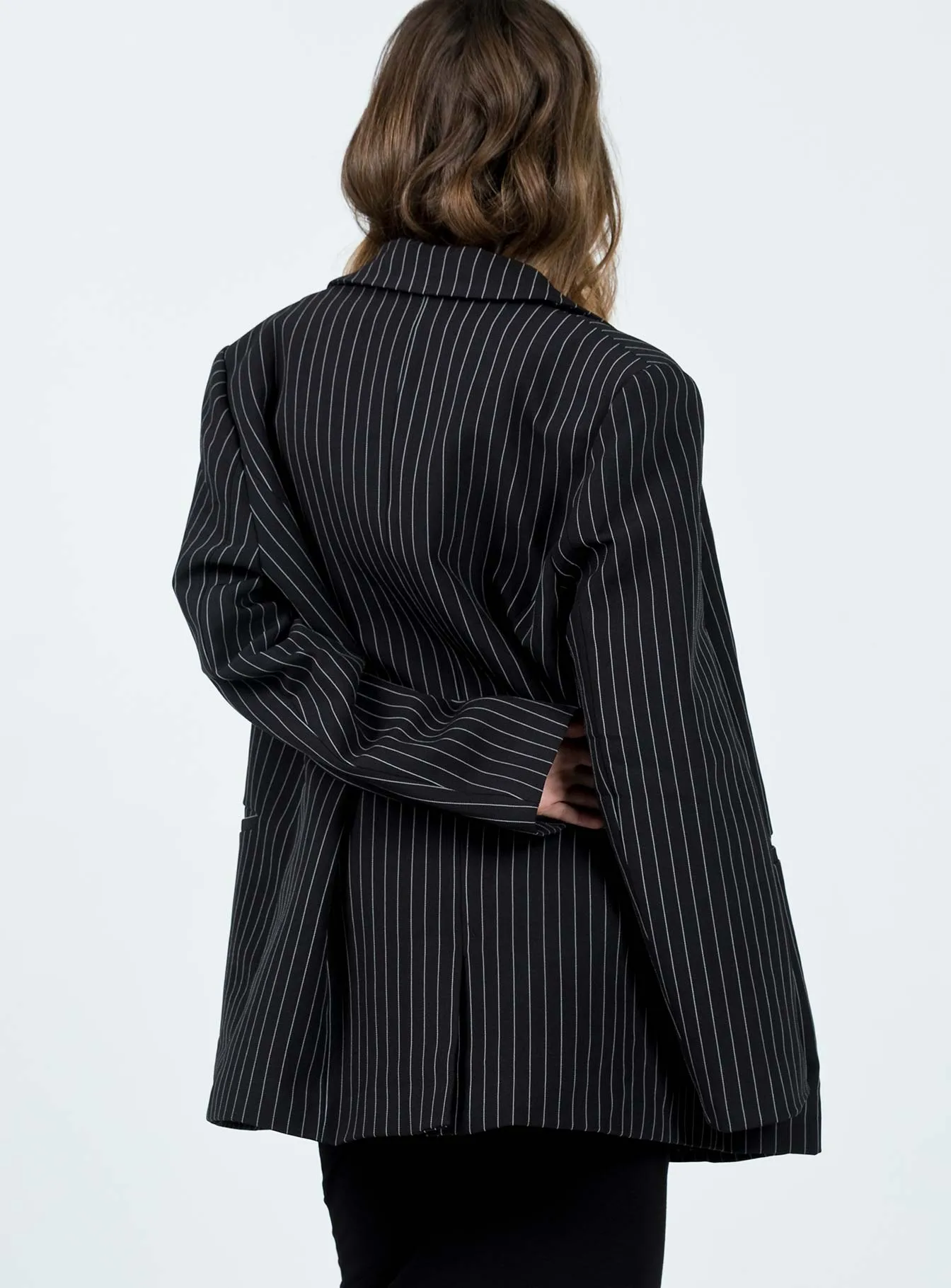 Naomi Pinstripe Blazer Black