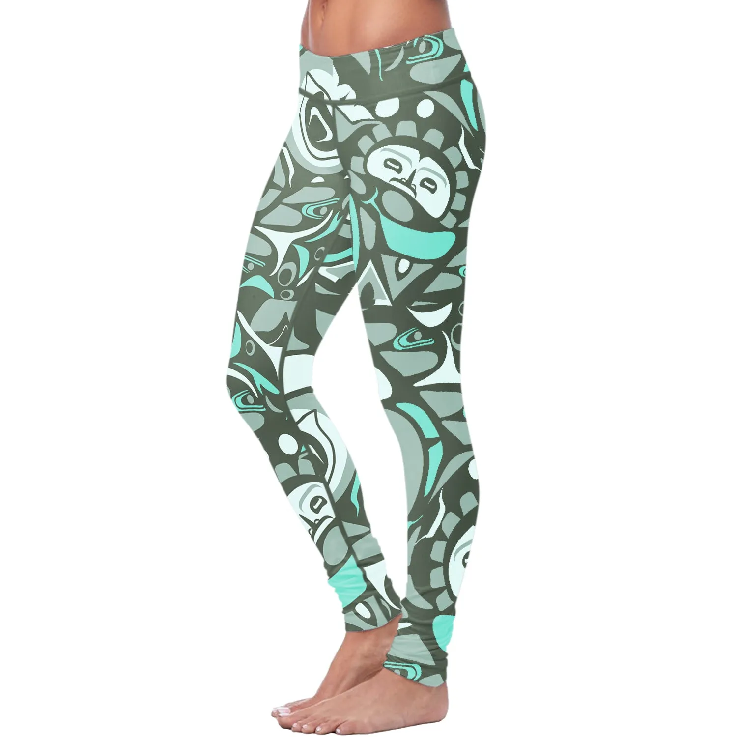 Native Pattern Green Leggings