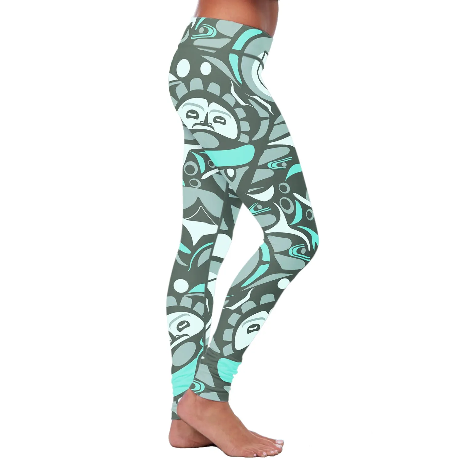 Native Pattern Green Leggings