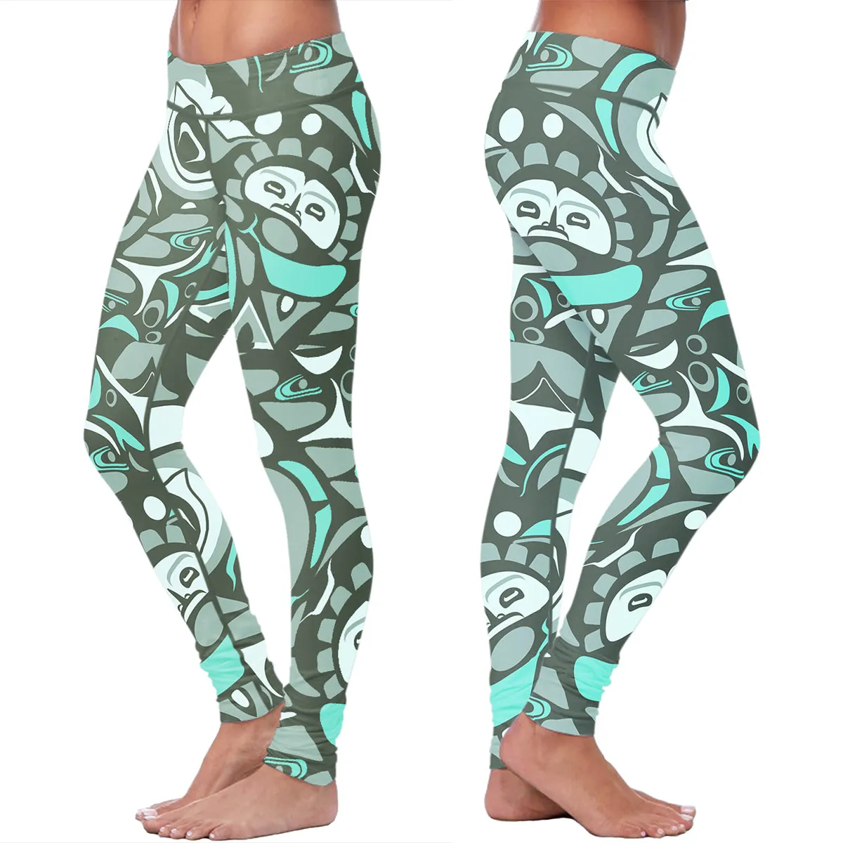 Native Pattern Green Leggings