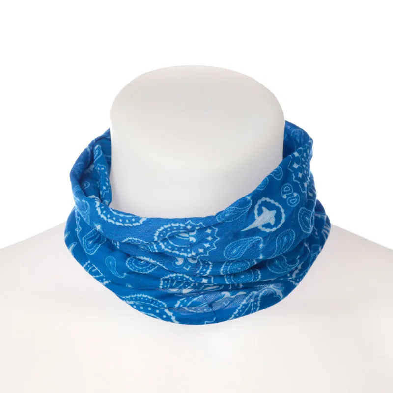 Neck Warmer Tube Scarf - Blue Patterned   BAND08