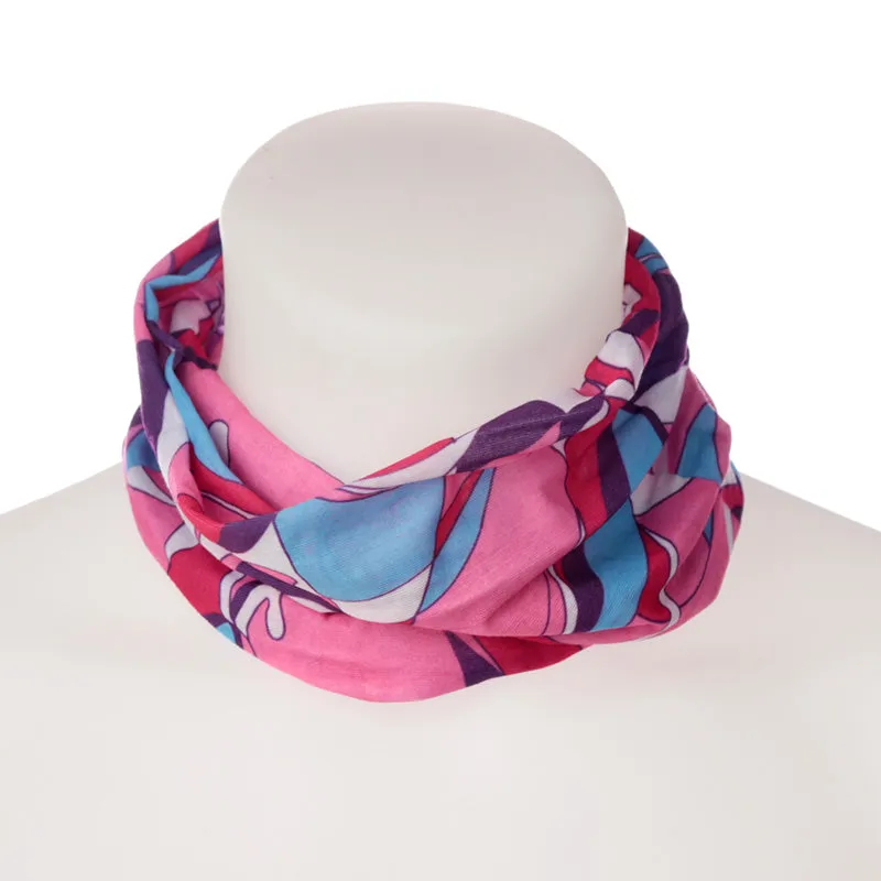 Neck Warmer Tube Scarf - Pink Patterned   BAND07