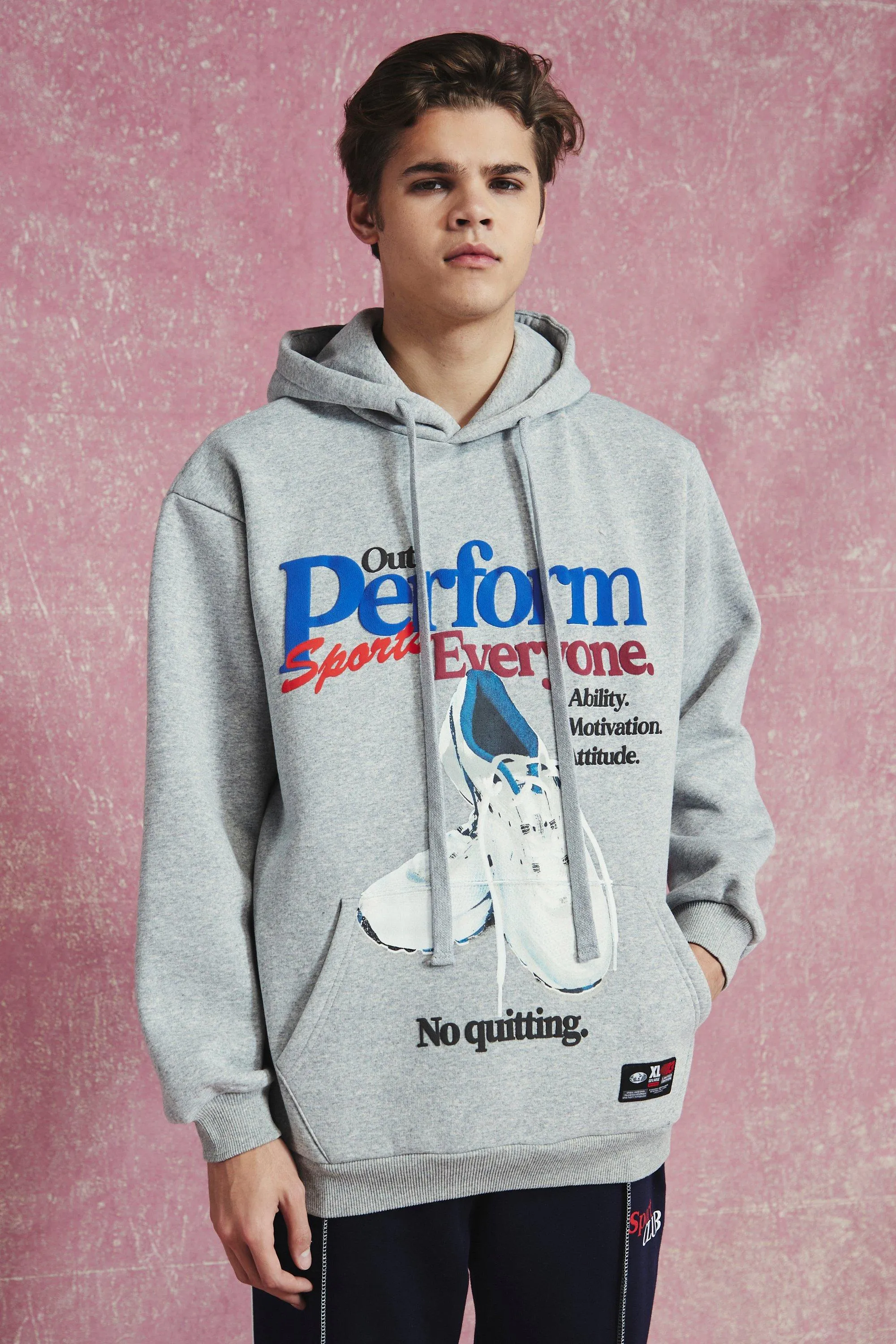 Oversized Split Hem Graphic Hoodie