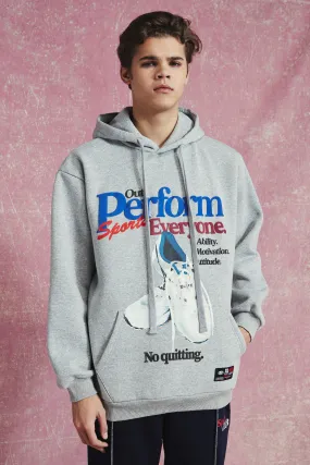 Oversized Split Hem Graphic Hoodie