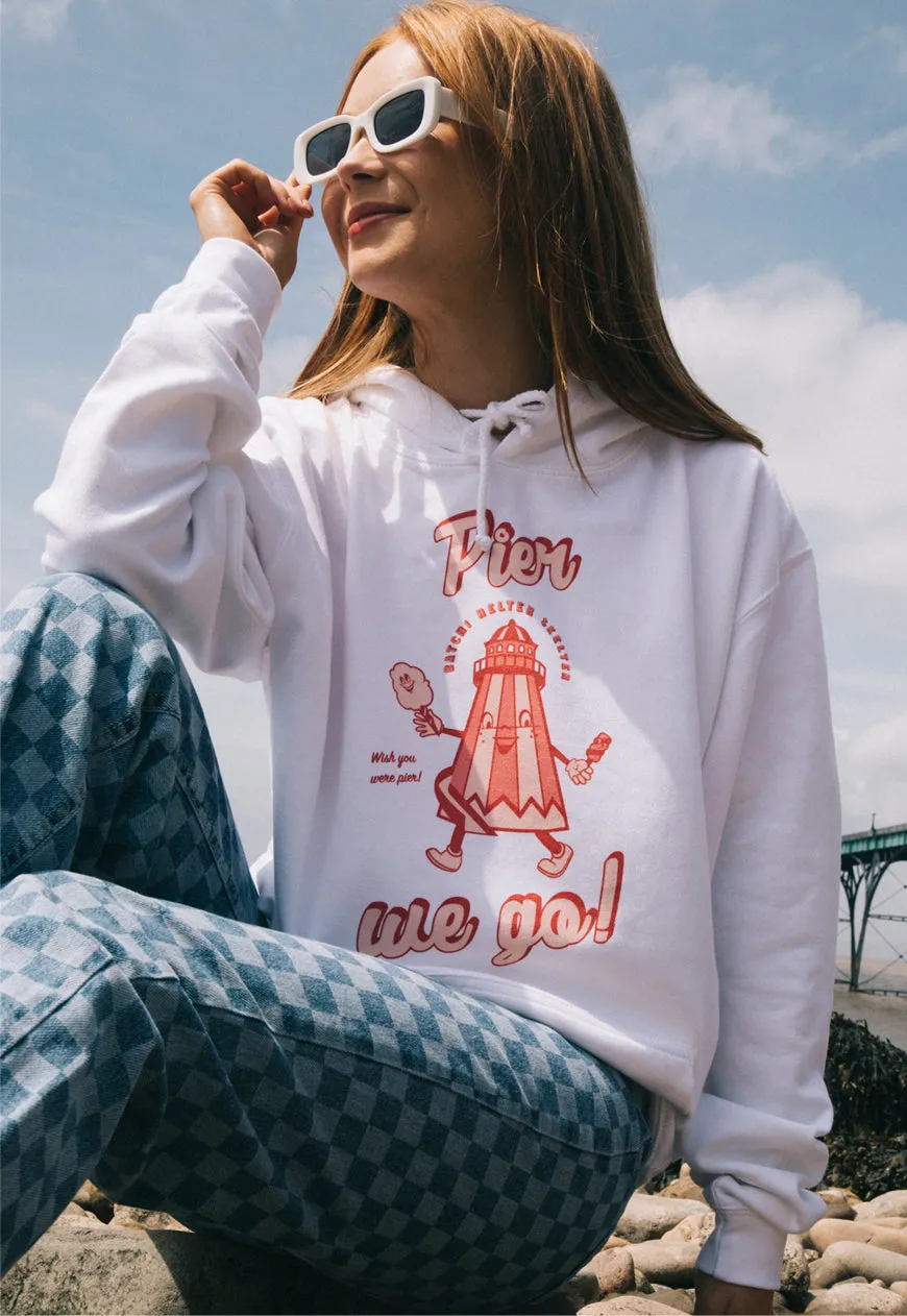 Pier We Go Women's Slogan Hoodie With Funfair Graphic