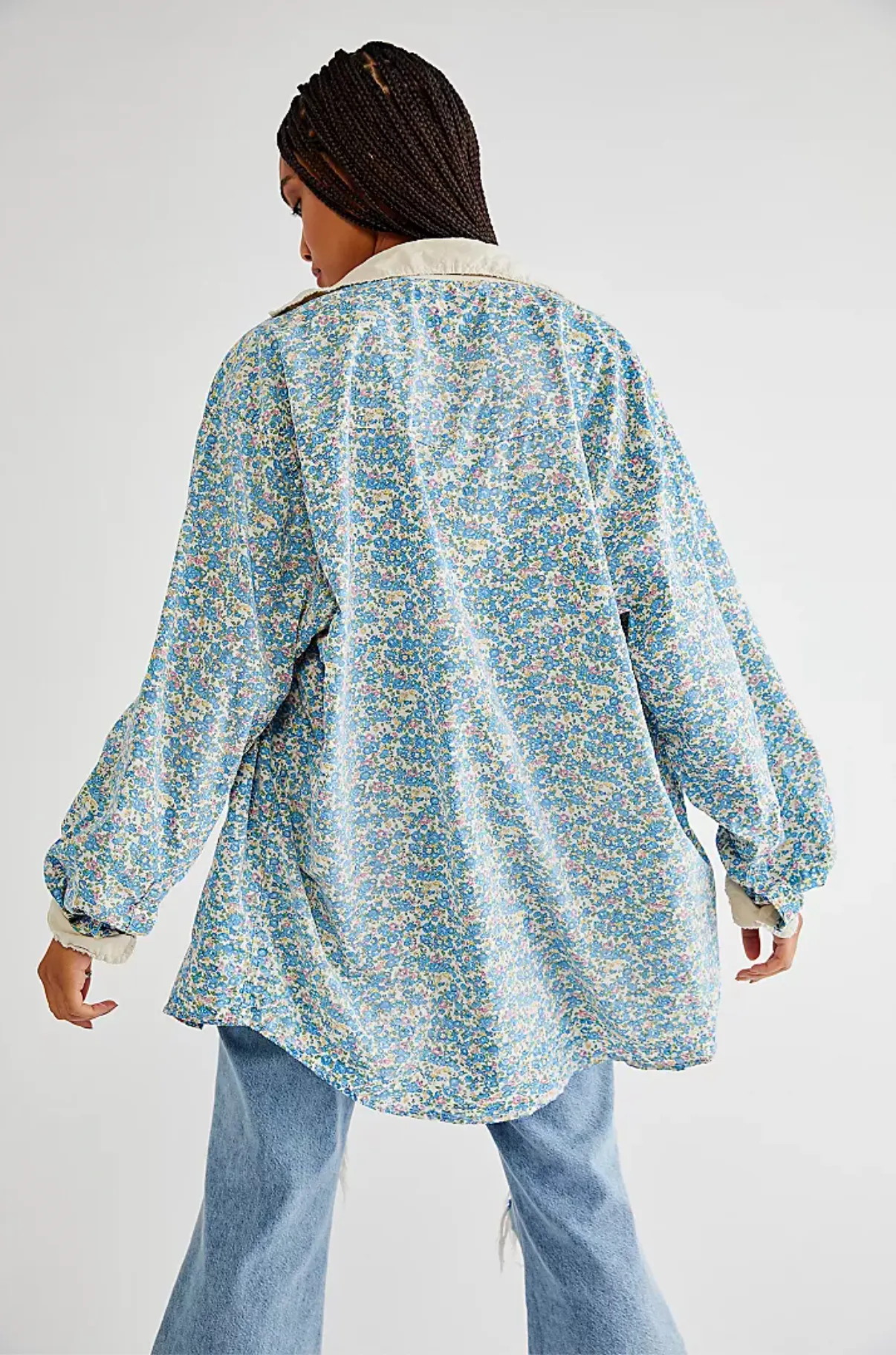 Printed Button-Down Boyfriend Shirt