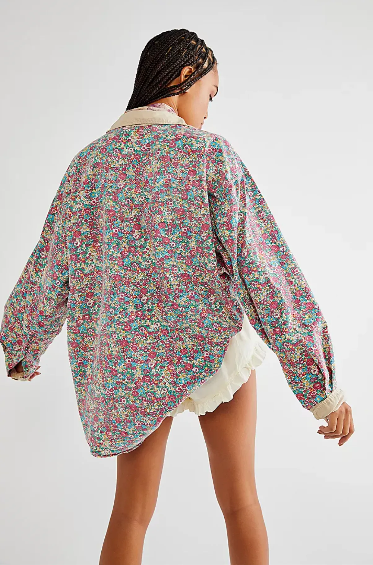 Printed Button-Down Boyfriend Shirt