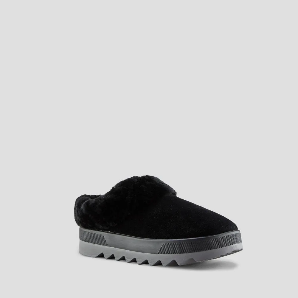 Pronya Black Shearling Mule