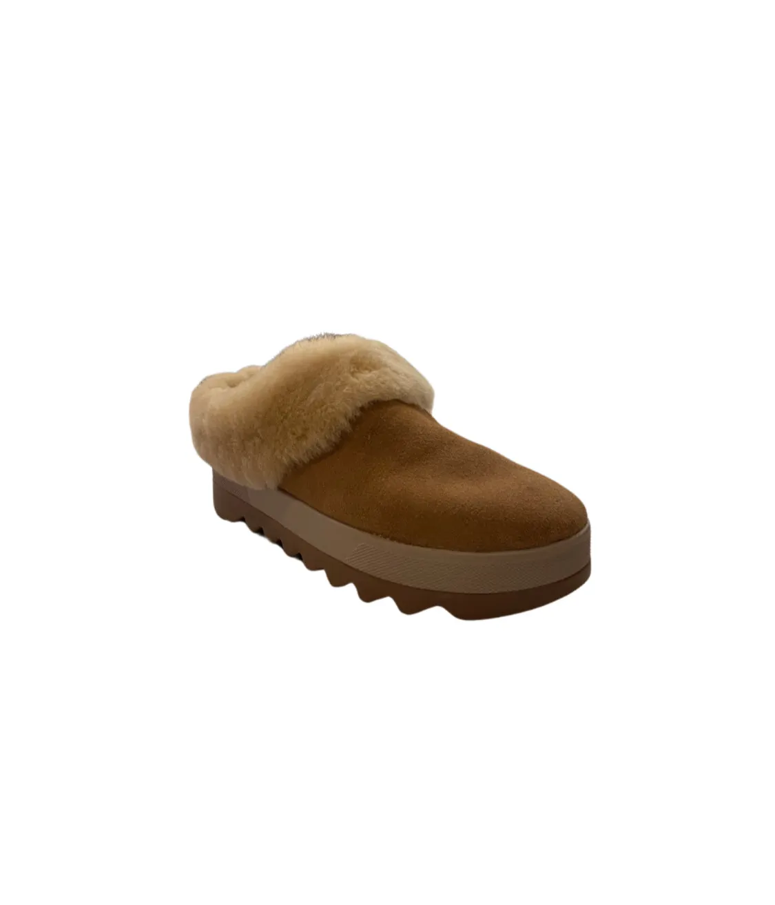 Pronya Camel Shearling Mule