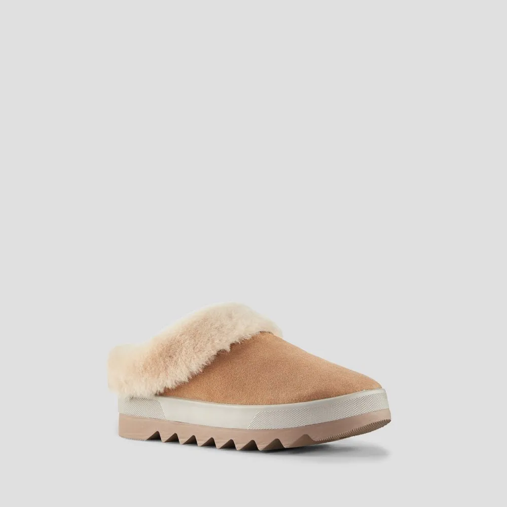 Pronya Camel Shearling Mule