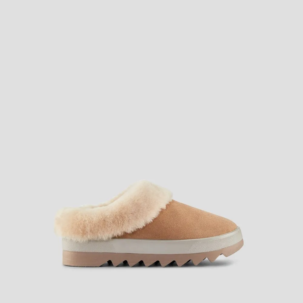 Pronya Camel Shearling Mule