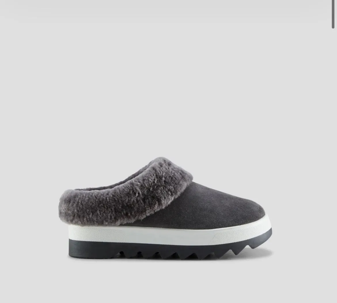 Pronya Pewter Shearling Mule