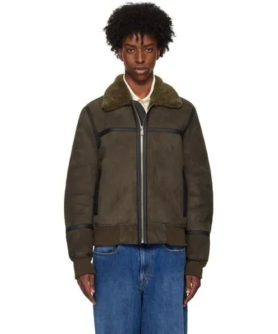 PS by Paul Smith Brown Zip Shearling Jacket