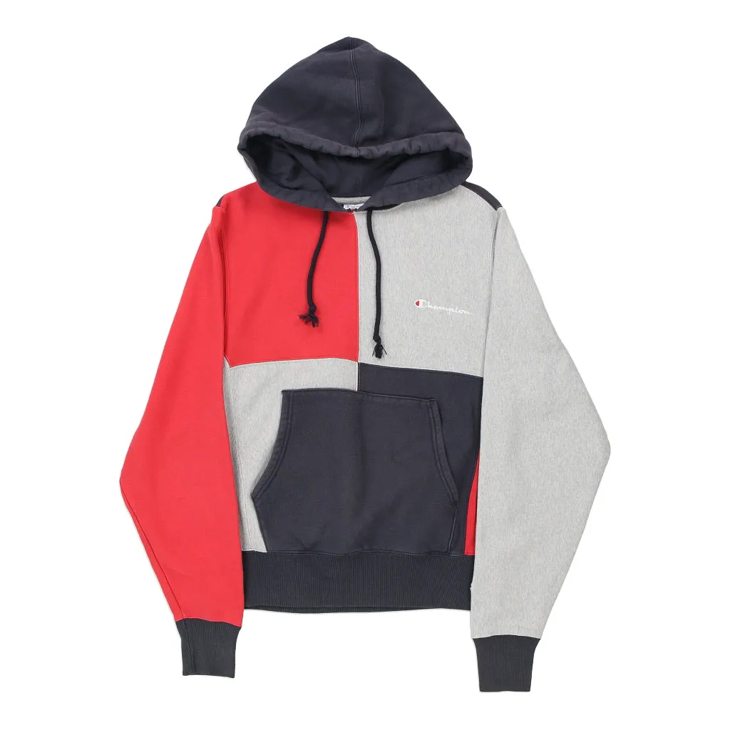 Reverse Weave Champion Hoodie - Small Block Colour Cotton Blend