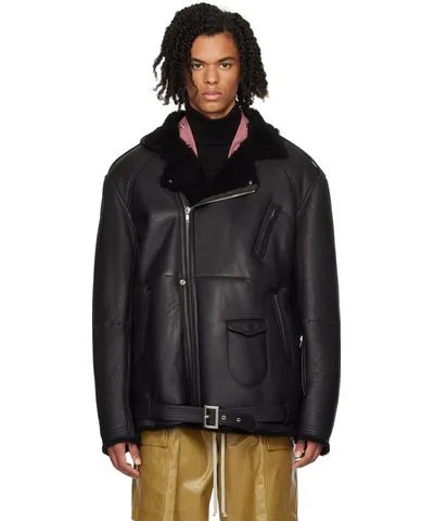 Rick Owens Black Porterville Jumbo Luke Stooges Shearling Jacket