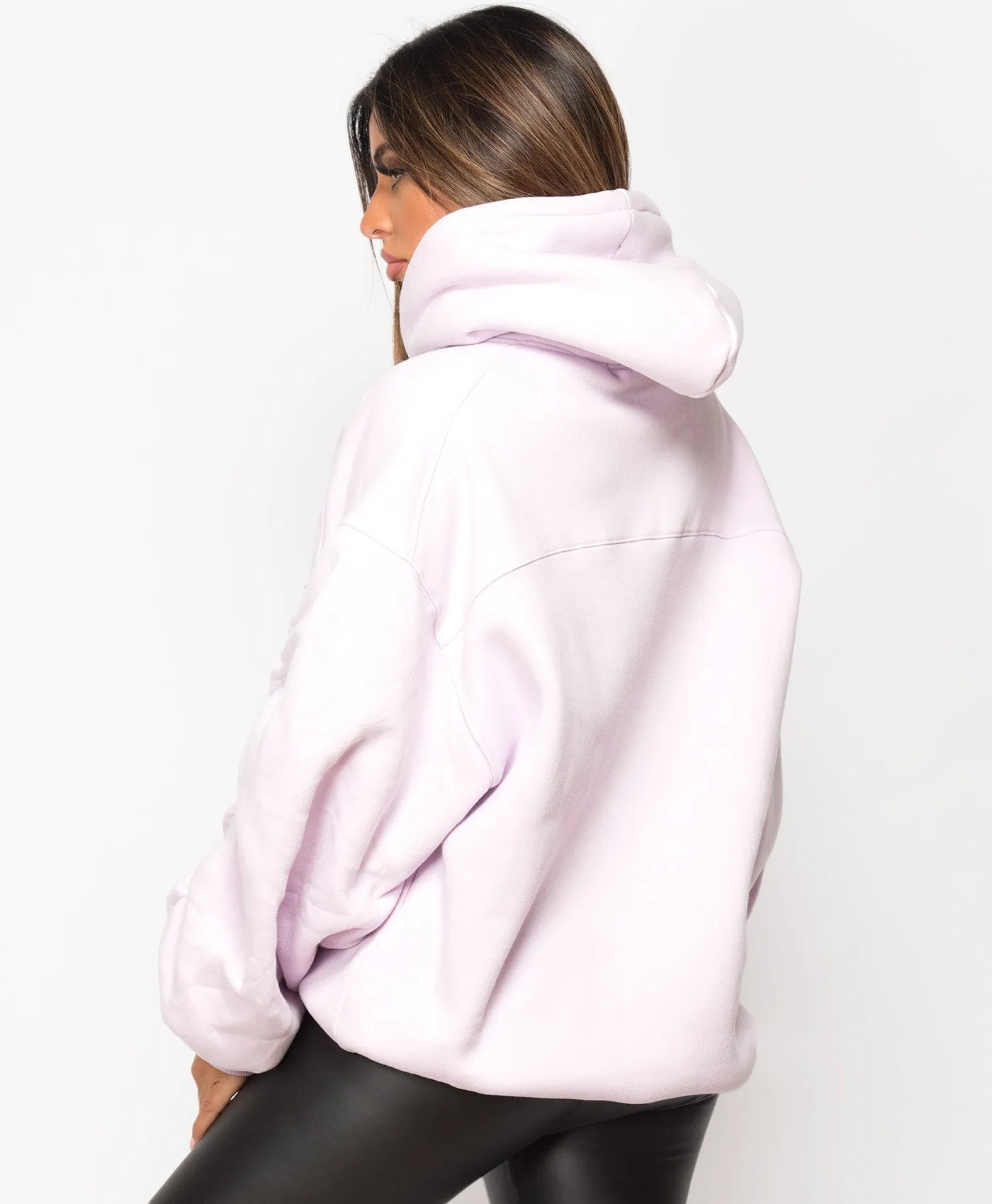 Ruched Sleeve Oversized Fit Hoodie