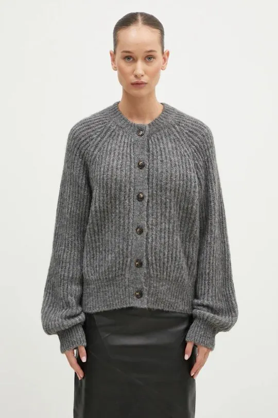 Samsoe Samsoe wool blend cardigan Salayla gray color F24300040