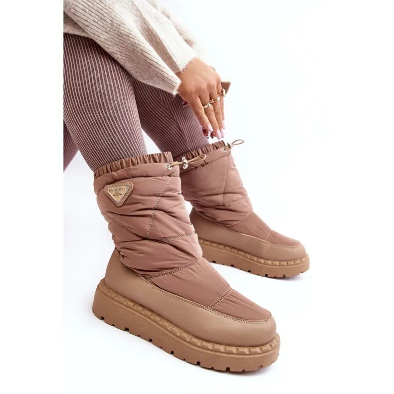 Seastar Women's Snow Boots With a Thick Sole, Dark Beige Lureta