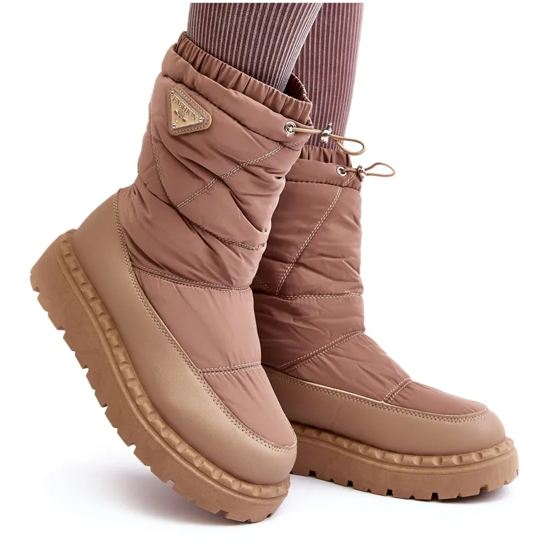 Seastar Women's Snow Boots With a Thick Sole, Dark Beige Lureta