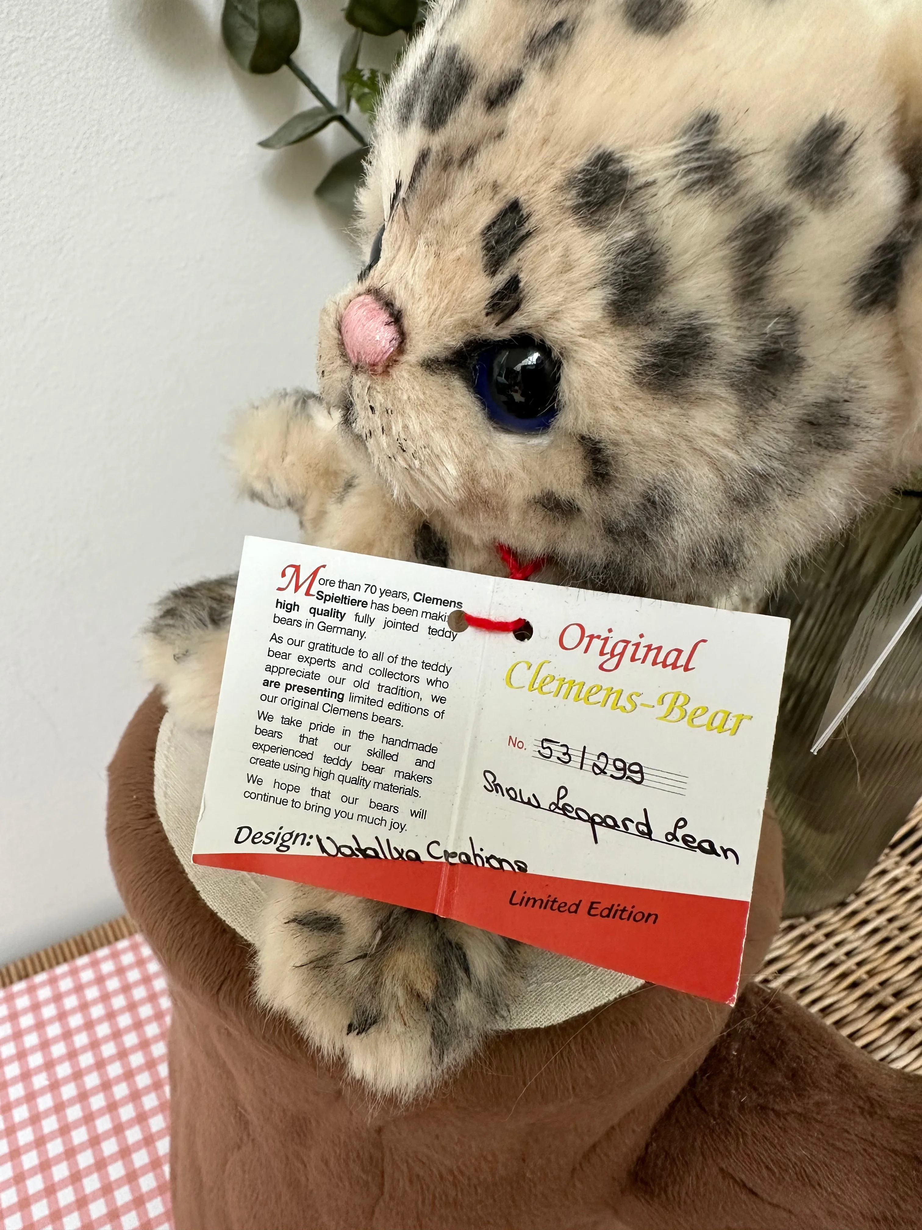 Snow Leopard Limited Edition Soft Plush Artist Collectable No 53