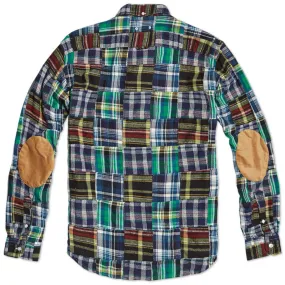 SOPHNET. Patchwork Button Down ShirtGreen