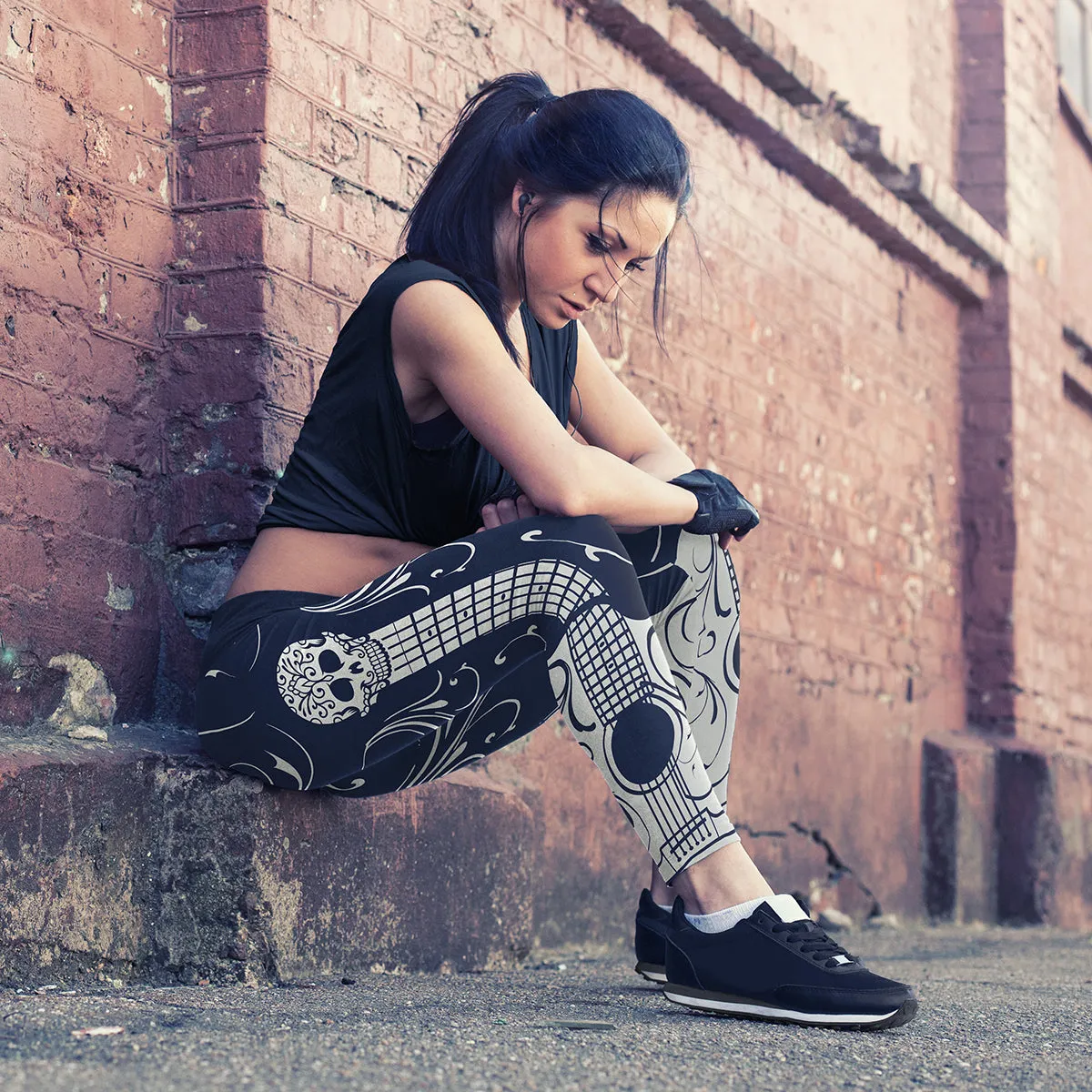 Sugar Skull Guitar Leggings