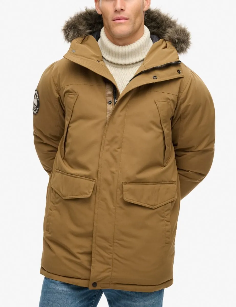 Superdry Everest Faux Fur Parka Jacket Kangaroo Brown