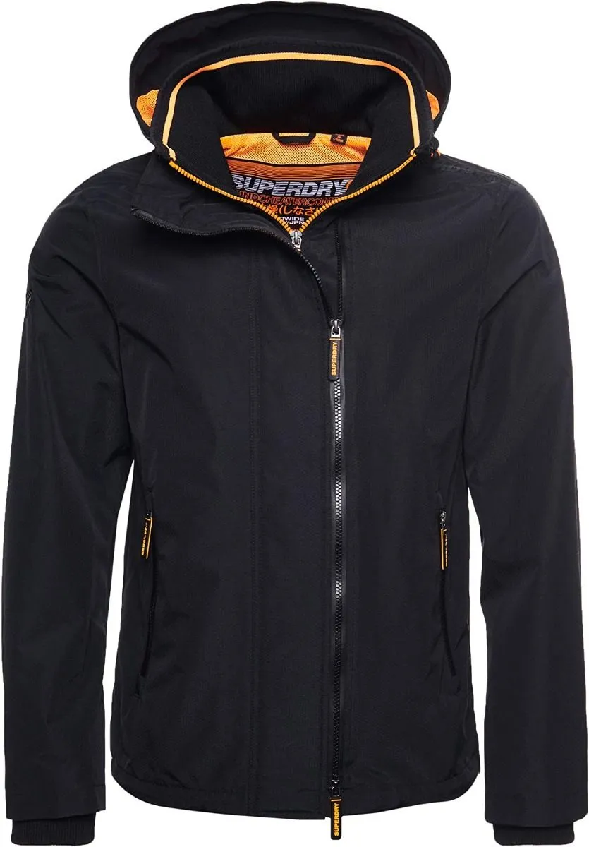 Superdry Pop Zip Hooded Tech Windcheater Jacket Black