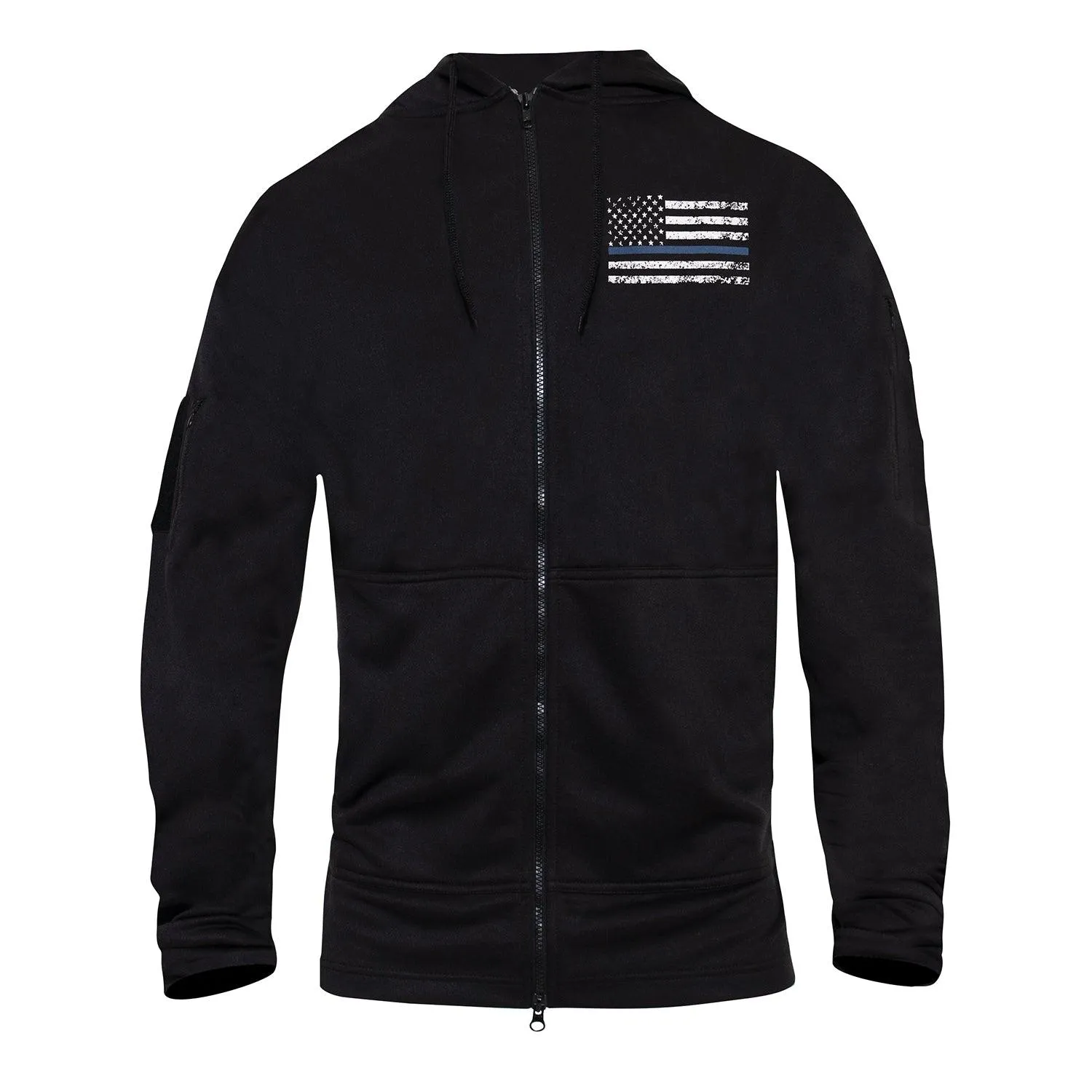 Thin Blue Line Concealed Carry Zippered Hoodie - Black