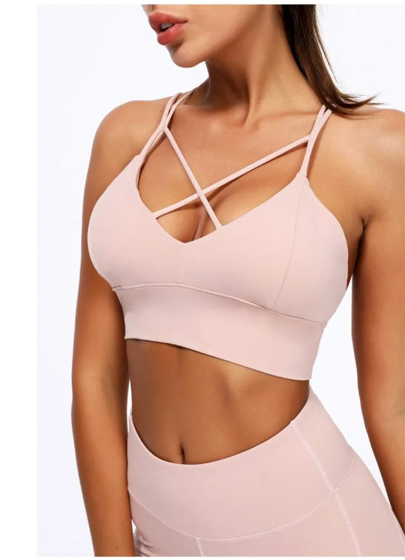 Thin Strap Push-Up Sports Bra for Women