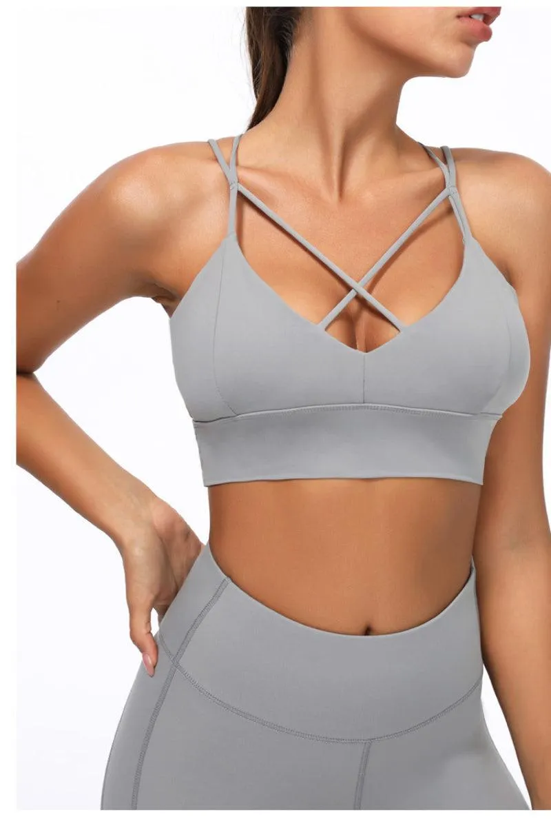 Thin Strap Push-Up Sports Bra for Women