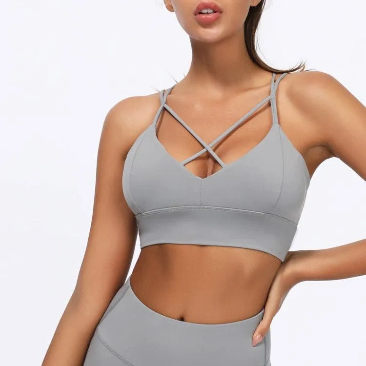 Thin Strap Push-Up Sports Bra for Women