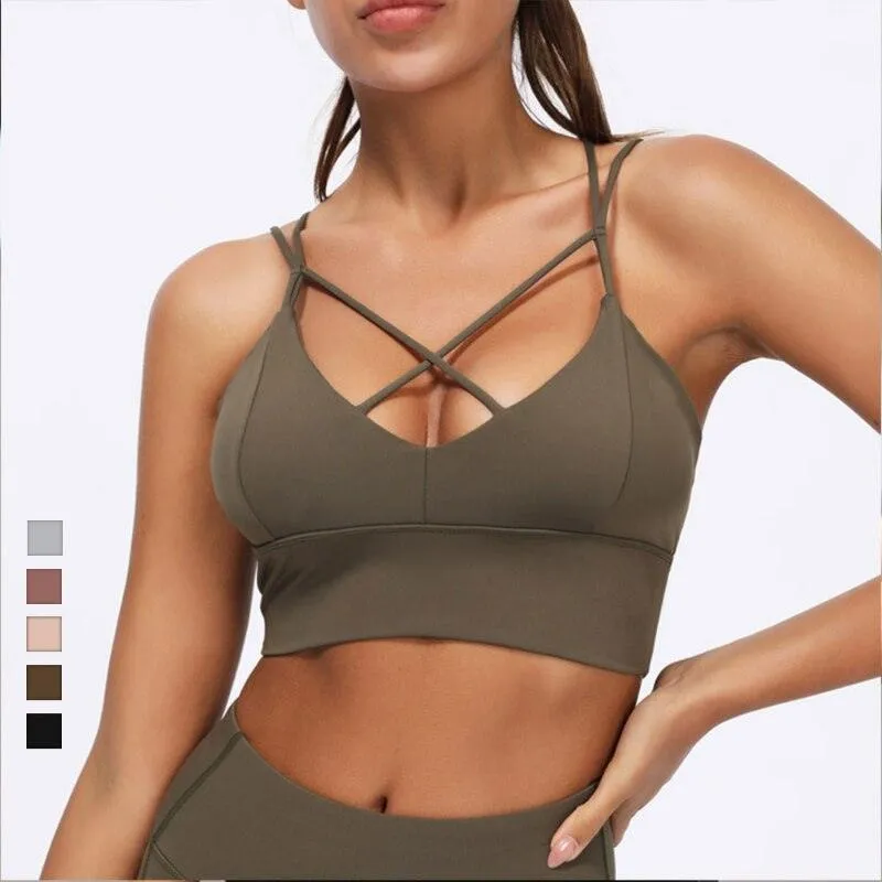 Thin Strap Push-Up Sports Bra for Women