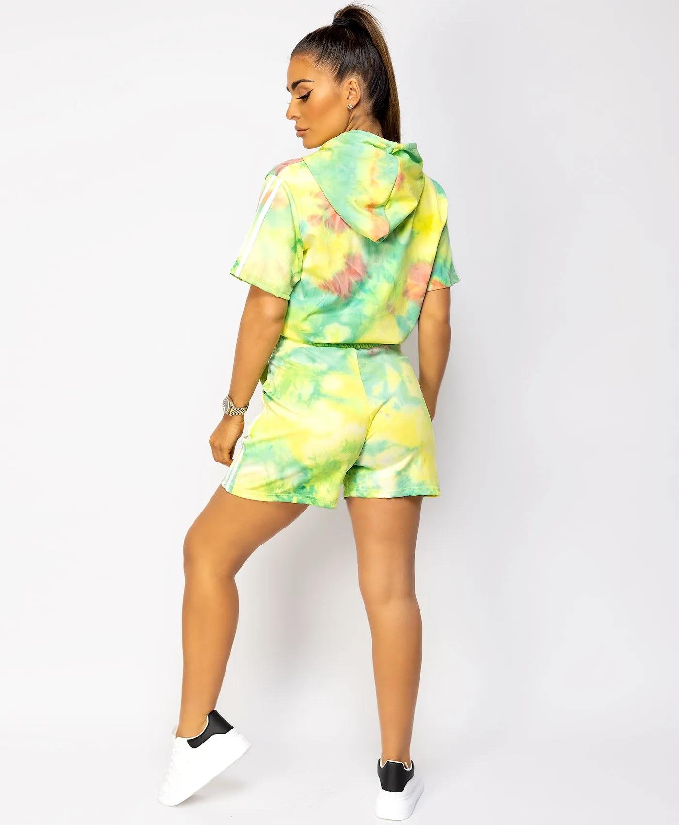 Tie-Dye Hoodie & Shorts Loungewear Co ord Set