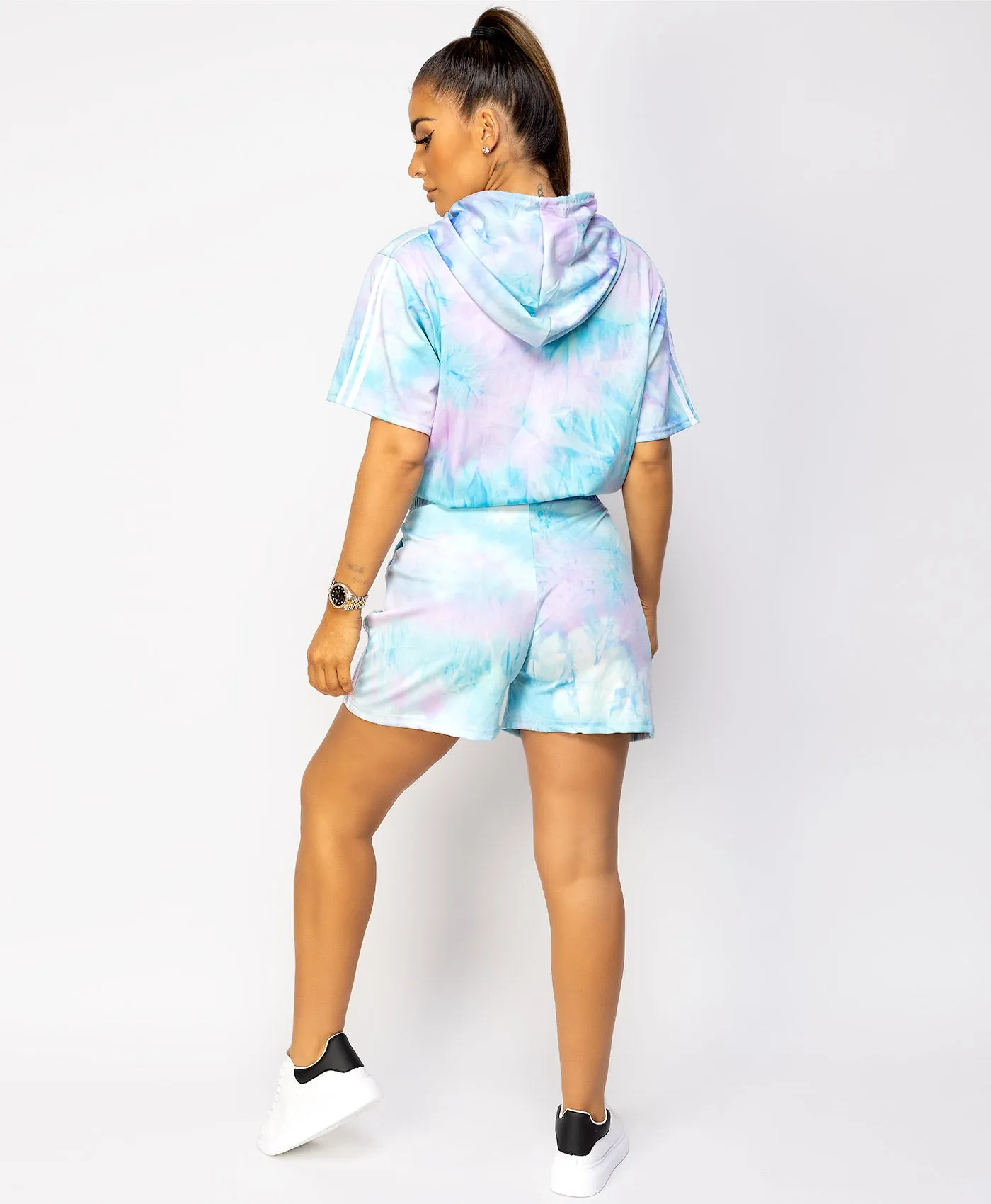 Tie-Dye Hoodie & Shorts Loungewear Co ord Set