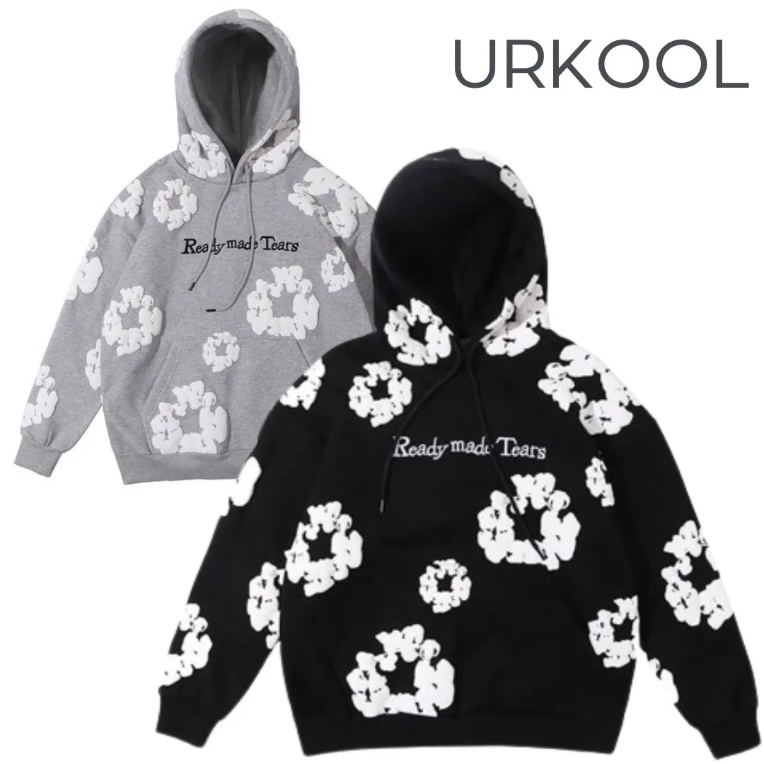 URKOOL  |Flower Patterns Unisex Street Style Long Sleeves Cotton