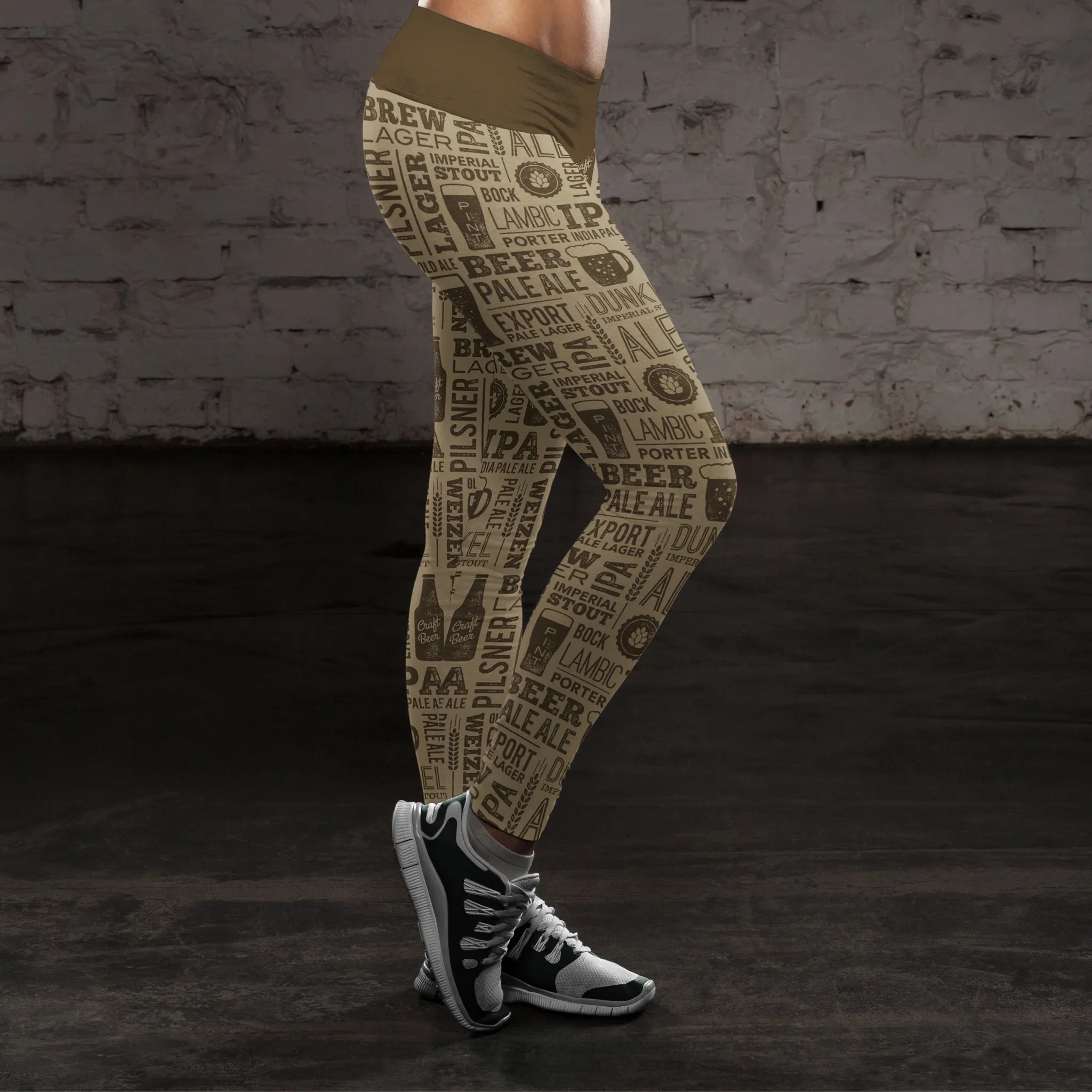 Vintage Beer Pattern Leggings