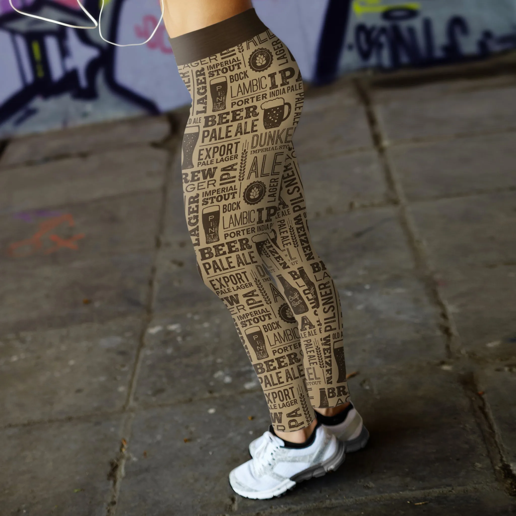 Vintage Beer Pattern Leggings