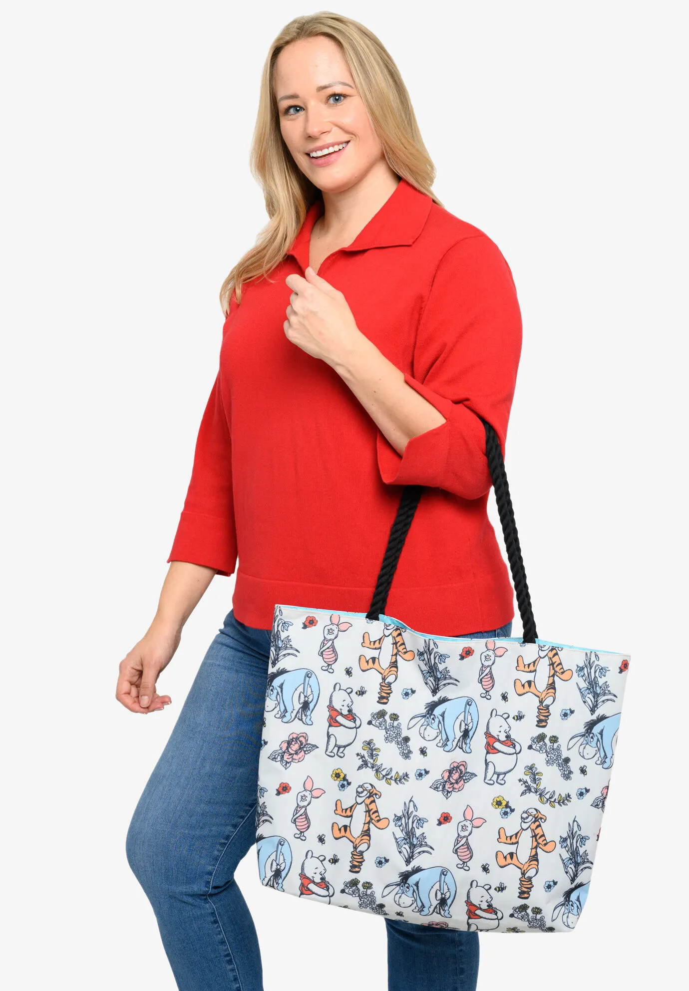 Winnie The Pooh Rope Tote Bag All-Over Print Carry-On Travel Eeyore Piglet Tote Bag