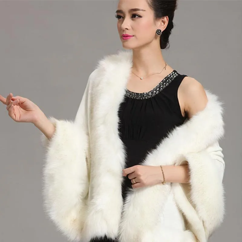 Winter Fashion Women's Synthetic Fur Collar Shawl Cape